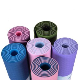 Color: Purple, Size: M - Yoga Mat Two-Color 6Mm Posture Line Yoga Mat Fitness Mat