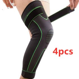 Color: Green 4pcs, Size: XL - Long Straps Knee Pads Sports Protection Knee Non-Slip Leggings Running Squat Fitness