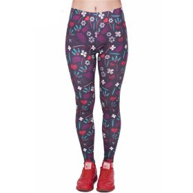 Color: Purple, Size: One size - Christmas printed Capris high waisted sports Leggings