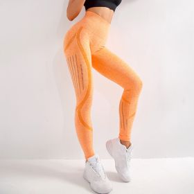 Color: Orange, Size: XL - High waist yoga pants women's knit