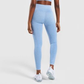 Color: Sky blue, Size: L - High Waist Seamless Push-up Sports Women Fitness Running Yoga Pants