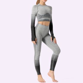 Color: Black set, Size: L - Peach knit quick-drying yoga pants