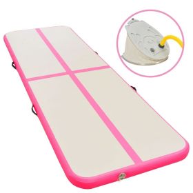 vidaXL Inflatable Gymnastics Mat with Pump 275.6"x39.4"x3.9" PVC Pink