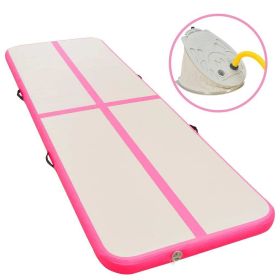 vidaXL Inflatable Gymnastics Mat with Pump 315"x39.4"x3.9" PVC Pink