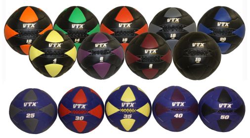 35 lb Leather Wall Ball (Blue/Yellow)