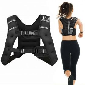 Workout Weighted Vest with Mesh Bag Adjustable Buckle-16 lbs - Color: Black - Size: 16 lbs