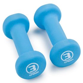 Pair of 3lb Cyan Neoprene Body Sculpting Hand Weights