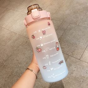 Color: 2style - Stickers Water Bottle With Straw 2000ml Cute Portable Scale Bottle