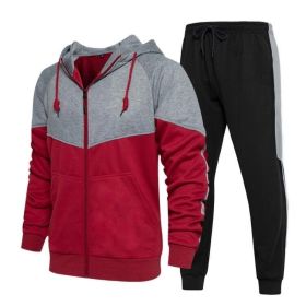 Men Full-Zip Sweatshirt Sweatpants - Red - US-XL