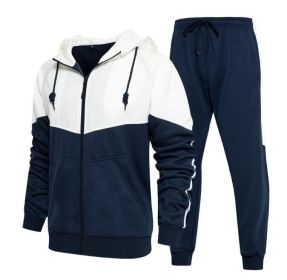 Men Full-Zip Sweatshirt Sweatpants - Navy - US-XL