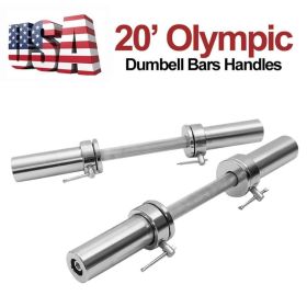 Olympic 2 Barbell Solid Dumbbell Weight Lifting Bars With Rotating Sleeves - Sliver - 281