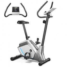 With LCD Monitor And Pulse Sensor Upright Magnetic Exercise Cycling Bike - Black & Grey - Professional Exercise Bikes