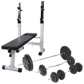 Workout Bench with Weight Rack; Barbell and Dumbbell Set198.4 lb - Black