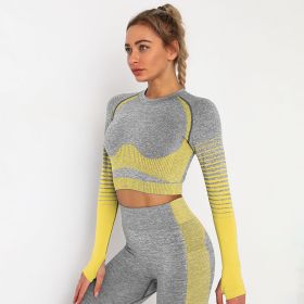 Color: Yellow top, Size: M - Peach knit quick-drying yoga pants