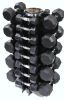 4 Sided Vert Rack W/5lbs-50lbs set of Rubber Dumbbells (GVDR-13 loaded with SD-R)