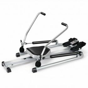 Exercise Adjustable Double Hydraulic Resistance Rowing Machine - Color: Black