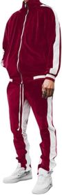 Men's Jacket & Pants Fitness Tracksuit Set (Color: Red, size: XL)