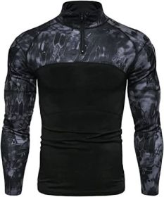 Men's Camouflage Zipper Neckline Long Sleeve (Specification: Black-M)